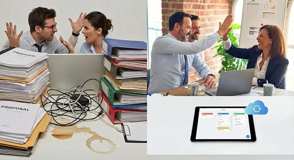 복잡한 제안서 vs 간소화된 프로세스 비교